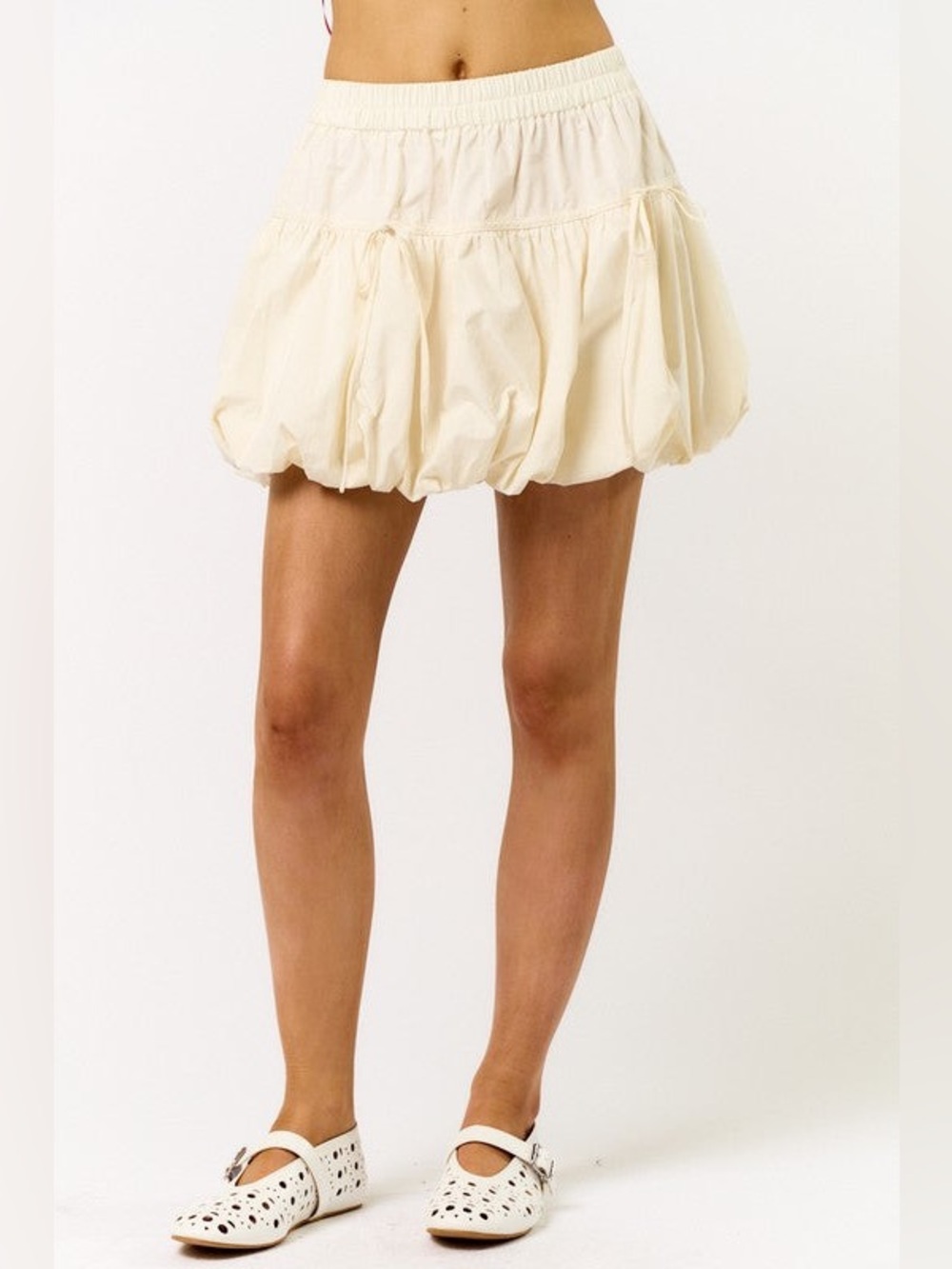 Cream Bubble Mini Skirt